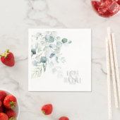 Serviette En Papier Dreamy Greenery Mariage V1 Green/Blue ID817 (En situation)