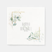 Serviette En Papier Dreamy Greenery Mariage V2 Green/Blue ID817 (Devant)