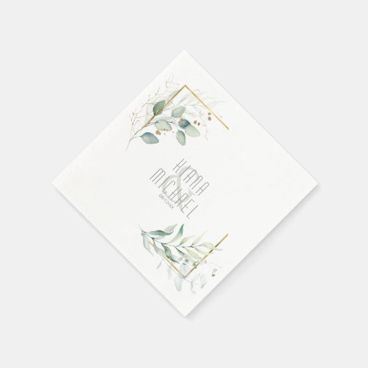 Serviette En Papier Dreamy Greenery Mariage V2 Green/Blue ID817 (Coin)