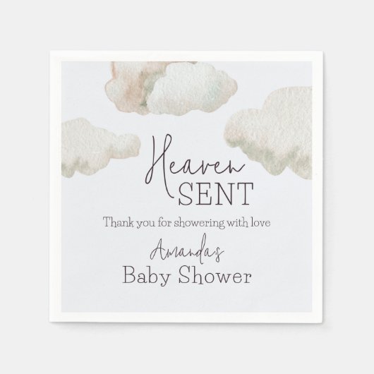 Serviette En Papier Dreamy Heaven envoyé Blue Boy Baby shower (Devant)