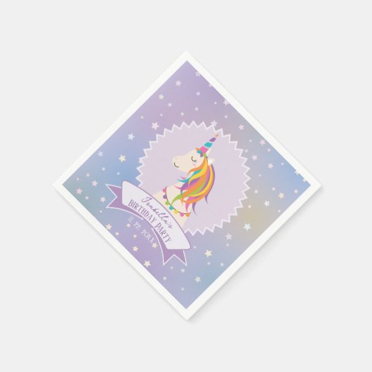 Serviette En Papier Dreamy Magic Rainbow Unicorn Girly Birthday (Coin)