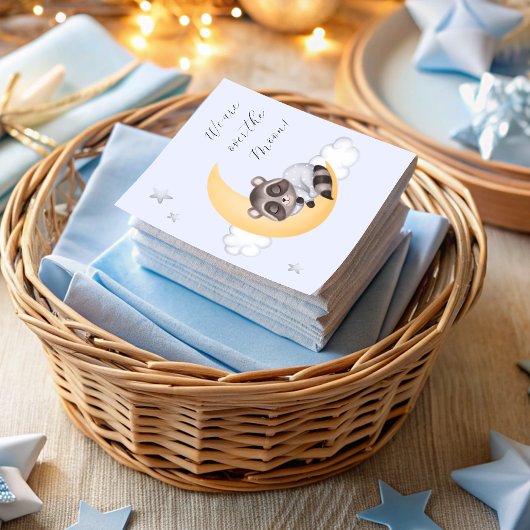 Serviette En Papier Dreamy Over the Moon Raccoon Boy Baby shower