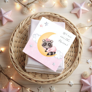 Serviette En Papier Dreamy Over the Moon Raccoon Girl Baby shower