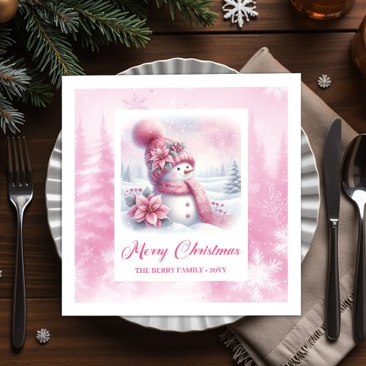 Serviette En Papier Dreamy Pinkmas Christmas Napkins Winter Forest Kid