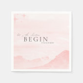 Serviette En Papier Dreamy Watercolor Mountain Blush Pink Mariage (Devant)