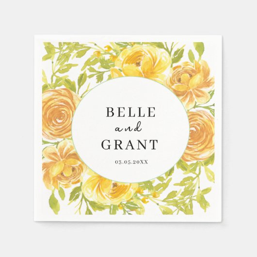 Serviette En Papier Dreamy Yellow Rose Mariage (Devant)