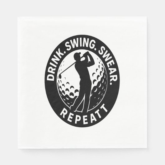 Serviette En Papier Drink Swing Sweat Repeat Golf (Devant)