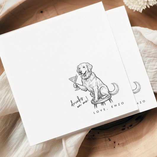 Serviette En Papier Drinks On Me Cute Fun Dog Cocktail Napkins