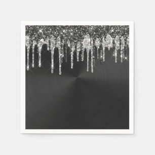 Serviette En Papier Drips Graphic de Trendy Silver Black