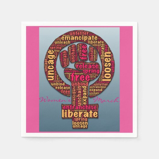 Serviette En Papier droits des femmes 2017 levée d'un poing (Devant)