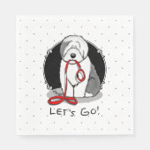 Serviette En Papier Drôle Allons-y ! Walk Old English Sheepdog (Gris 1 (Devant)