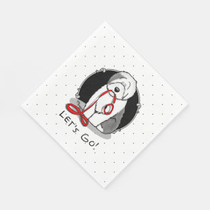 Serviette En Papier Drôle Allons-y ! Walk Old English Sheepdog (Gris 1