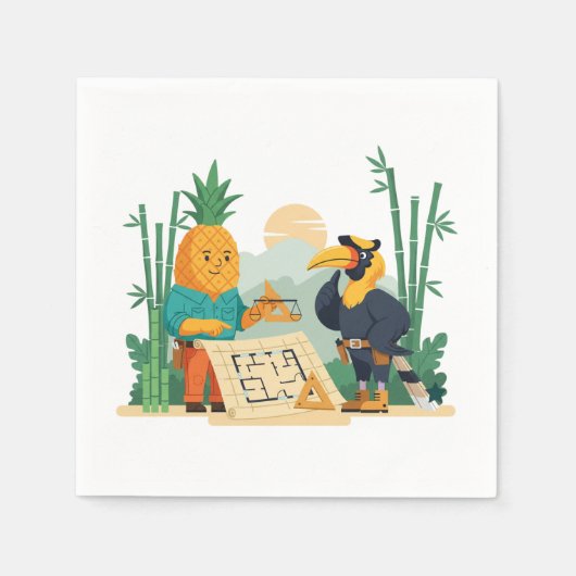 Serviette En Papier drôle anthro Ananas et Hornbill Plan et construire (Devant)