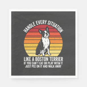 Serviette En Papier Drôle attitude de Boston Terrier Rétro