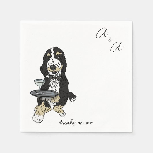 Serviette En Papier Drôle Bernedoodle Cocktail (Devant)
