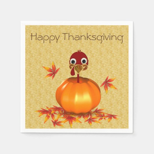 Serviette En Papier Drôle Bon thanksgiving Turquie en Citrouille (Devant)