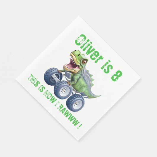 Serviette En Papier Drôle camion monstre dinosaure (Coin)