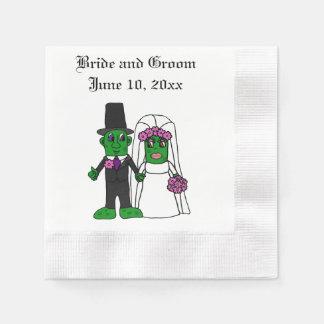 Serviette En Papier Drôle Caricature de mariée de chickle et Mariage d