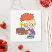 Serviette En Papier Drôle caricaturiste avec gâteau d'anniversaire au  (En situation)