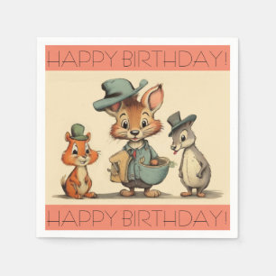 Serviette En Papier Drôle Cartoon Animal Couriers Toute Occasion