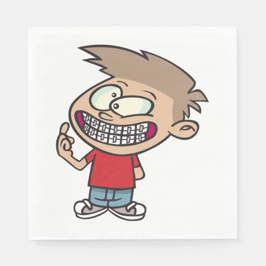 Serviette En Papier Drôle Cartoon Boy avec Braces Smile (Devant)