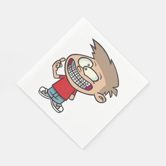 Serviette En Papier Drôle Cartoon Boy avec Braces Smile (Coin)