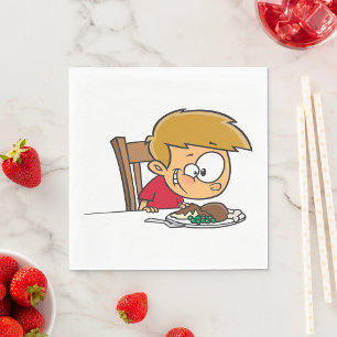 Serviette En Papier Drôle Cartoon Boy excité pour le dîner
