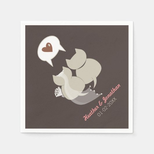 Serviette En Papier Drôle Cartoon Chats Mariage répétition serviettes (Devant)