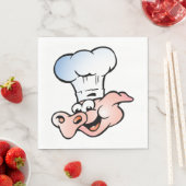 Serviette En Papier Drôle Cartoon Cochon Chef avec Casquette (En situation)