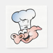 Serviette En Papier Drôle Cartoon Cochon Chef avec Casquette (Devant)