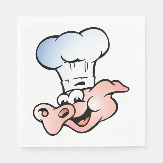 Serviette En Papier Drôle Cartoon Cochon Chef avec Casquette (Devant)