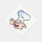 Serviette En Papier Drôle Cartoon Cochon Chef avec Casquette (Coin)