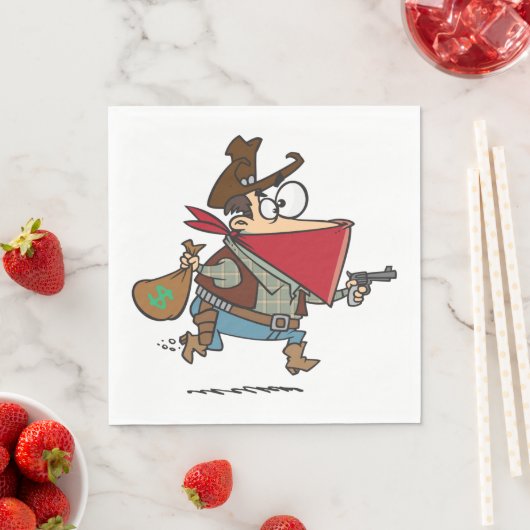 Serviette En Papier Drôle Cartoon Cowboy Bandit Robber (En situation)