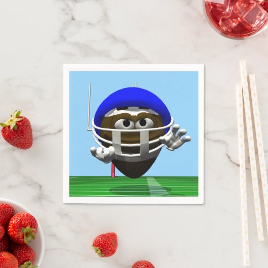 Serviette En Papier Drôle Cartoon Football dans un casque (En situation)