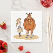 Serviette En Papier Drôle Cartoon Gras Cheval Femme Travaillera Pour L (En situation)