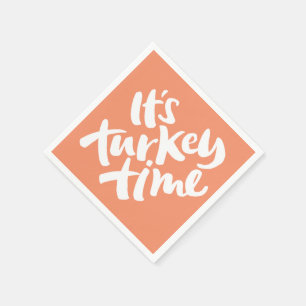 Serviette En Papier Drôle - C'est l'heure de Turquie Thanksgiving Dîne