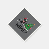 Serviette En Papier Drôle Chat Noir Poussant Arbre De Noël Chat Quoi ? (Coin)