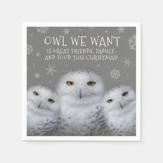 Serviette En Papier Drôle Chouette que nous voulons pour Noël ... Chou (Devant)