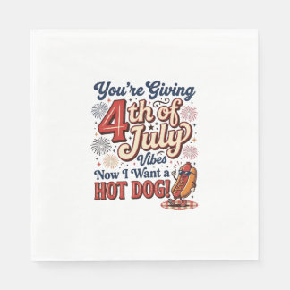 Serviette En Papier Drôle de 4 juillet Hot Dog Vintage Conception de T