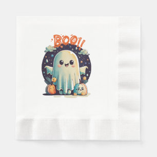 Serviette En Papier Drôle de fantôme Halloween Boo dans la galaxie