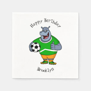 Serviette En Papier Drôle de joueur de football hippo dessin humoristi