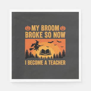 Serviette En Papier Drôle de professeur d'Halloween Balai cassé Design
