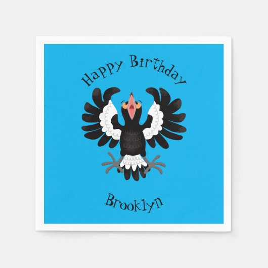 Serviette En Papier Drôle dessin animé de Magpie australienne (Devant)