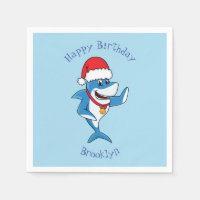 Drôle dessin animé de requin de Noël