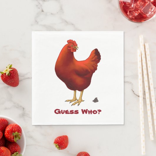 Serviette En Papier Drôle Devinez Qui Poulet Poo Rouge Hen (En situation)