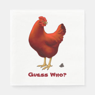 Serviette En Papier Drôle Devinez Qui Poulet Poo Rouge Hen