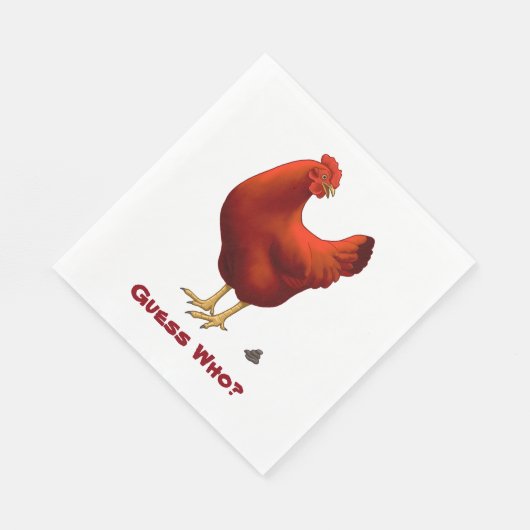 Serviette En Papier Drôle Devinez Qui Poulet Poo Rouge Hen (Coin)
