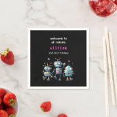 Serviette En Papier drôle d'invitation d'anniversaire de robot (En situation)