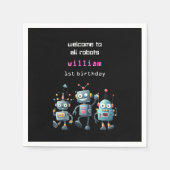 Serviette En Papier drôle d'invitation d'anniversaire de robot (Devant)