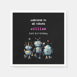 Serviette En Papier drôle d'invitation d'anniversaire de robot